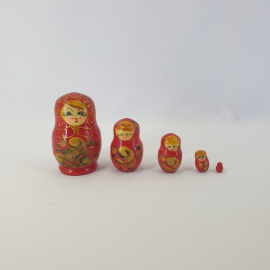 Набор из 5 матрешек, дерево роспись, высота 8.5 см, винтаж СССР. Картинка 1